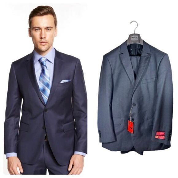 NWT Mantoni Wool Blue Suit Made in Italy Size 44 - Picture 1 of 15